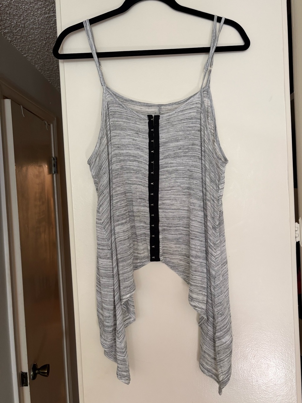 Blue Life Gray Marled Hook & Eye Handkerchief Tank Top L